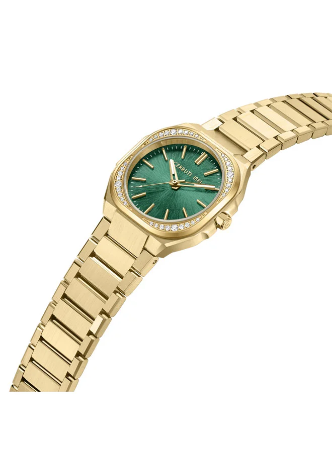 CERRUTI 1881 Leadri Green Dial Stainless Steel Bracelet Analog Watch for Women, 32mm